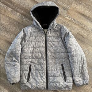 Abercrombie Youth Boy Gray Hooded Puffer Jacket XL 15/16
